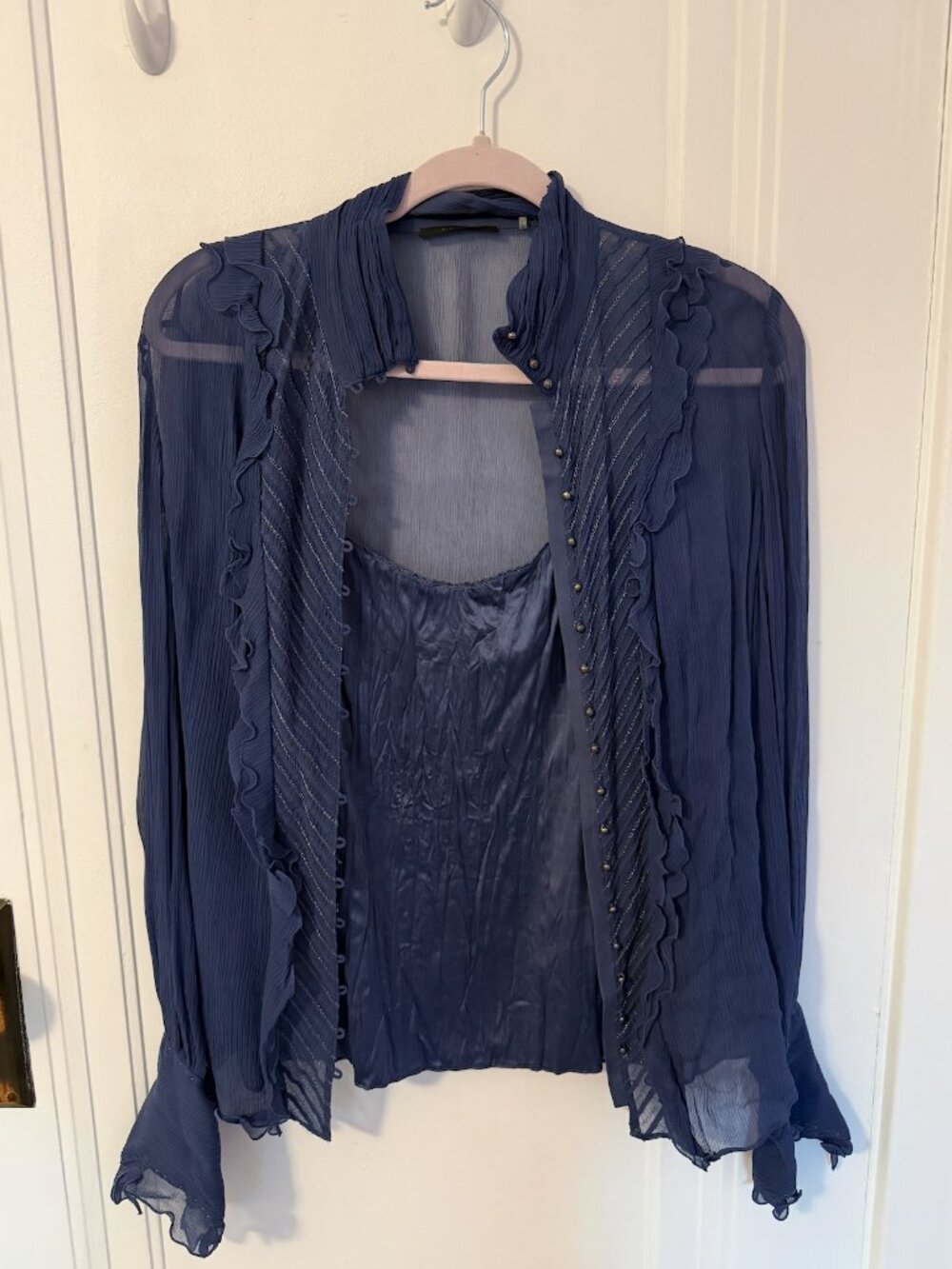 Elie Tahari Silk and Chiffon shirt and tank Size M